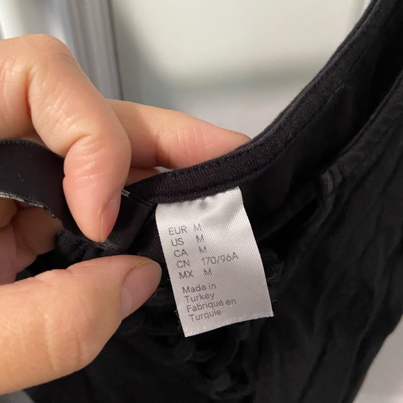 H&M Black Bodysuit with Mesh Neckline and Button Clasp - Picture 4 of 4